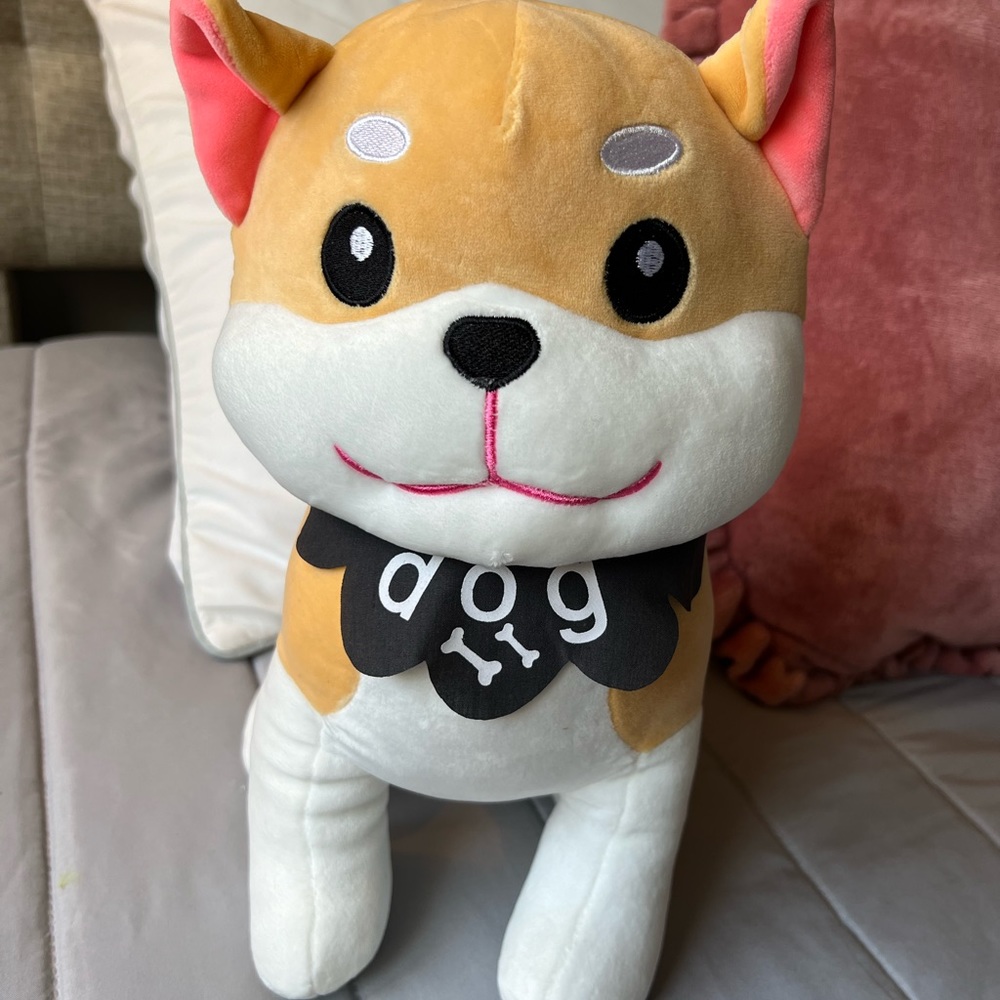 Adorable Tan and White Dog Plush Toy